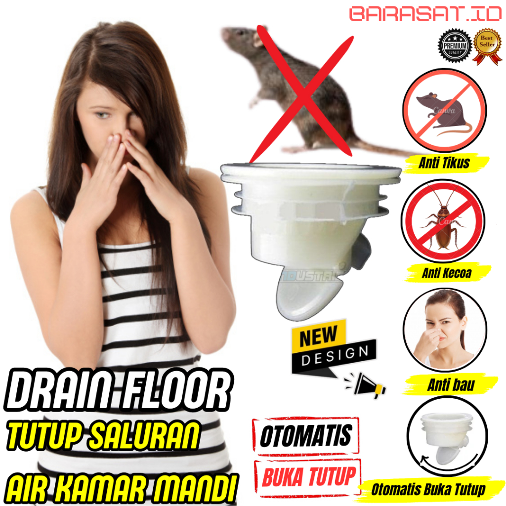 Tutup lubang pembuangan Air Anti Tikus masuk Kamar Mandi Drain Floor Otomatis Buka Tutup