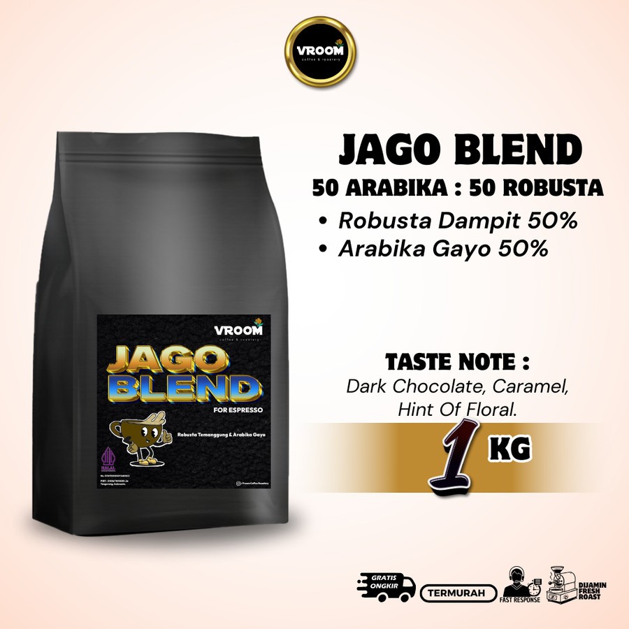 

Coffee Moka Jago H Blend Espresso 50:50A Roasted Bean Biji Kopi Matang Bubuk 1Kg