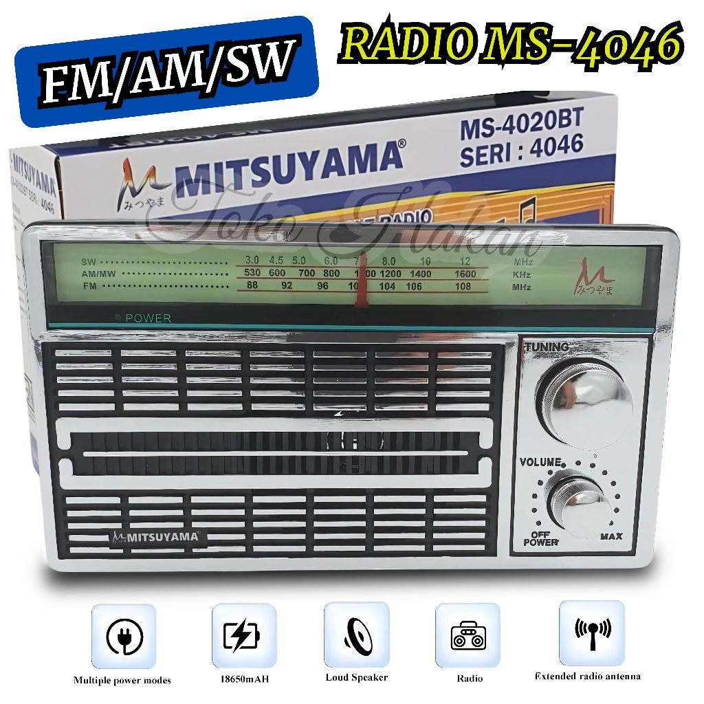 Radio FM/AM/SW 3 Band MITSUYAMA MS-4046 / Radio Clasik Serbaguna / Radio Speaker / Radio Jadul 3 BAN