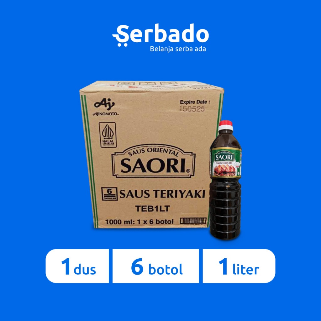 

Saori Saus Teriyaki Kemasan Botol 1 Liter 1 Dus (isi 6 botol)