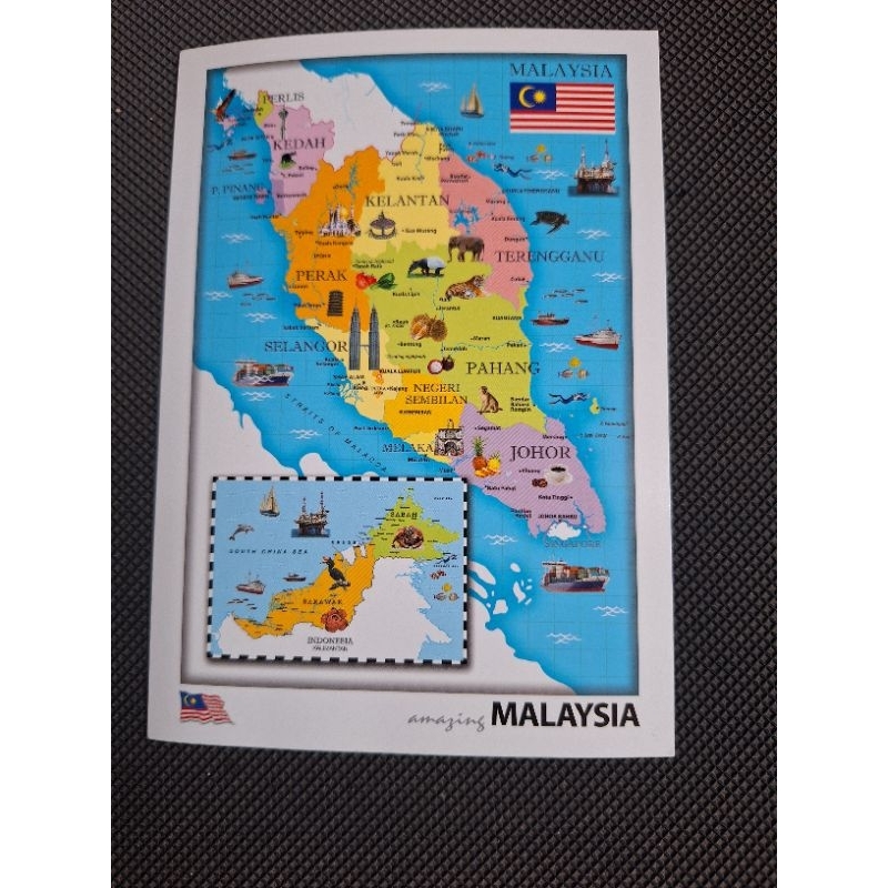 

kartu pos Peta malaysia/malaysia map postcard