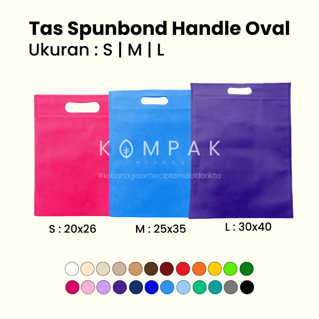 

1 KODI/20 Pcs - Tas Spunbond Press Oval Kantong Goodie Bag 20x26 25x35 30x40 cm