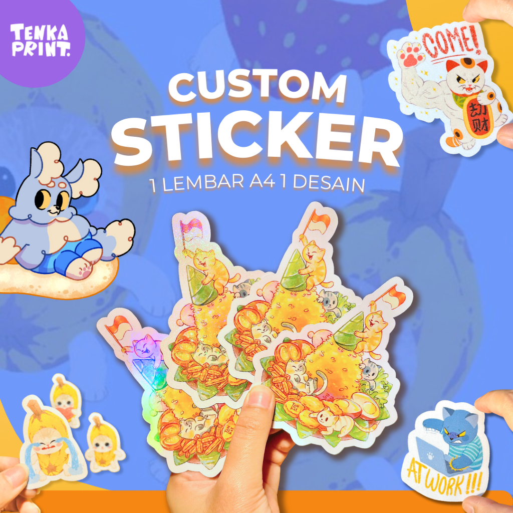 

Mi (PER A4) 1 Desain - Custom Stiker DIECUT Glitter/Hologram/Doff