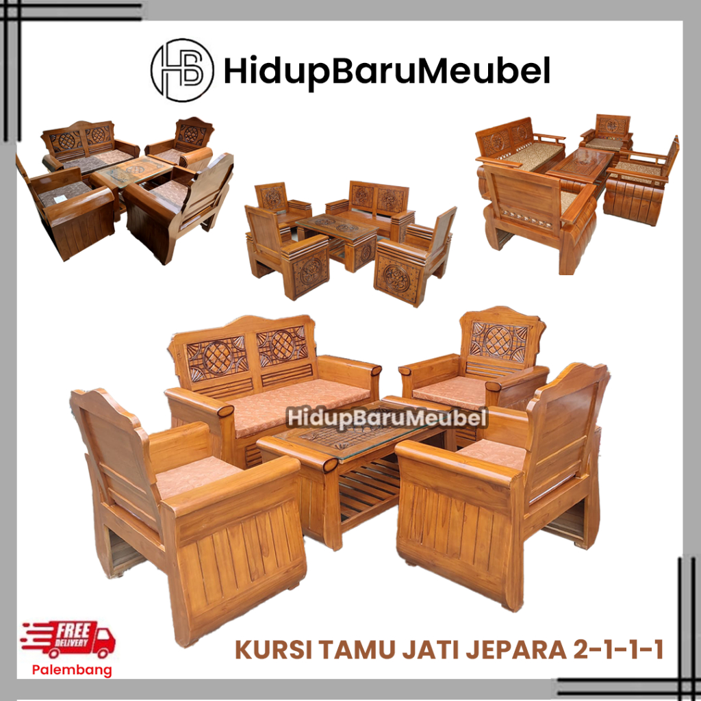 Kursi tamu Jati / korsi ruang tengah minimalis 2111 ukiran meja/ tempat duduk Semut kayu Jepara ukir