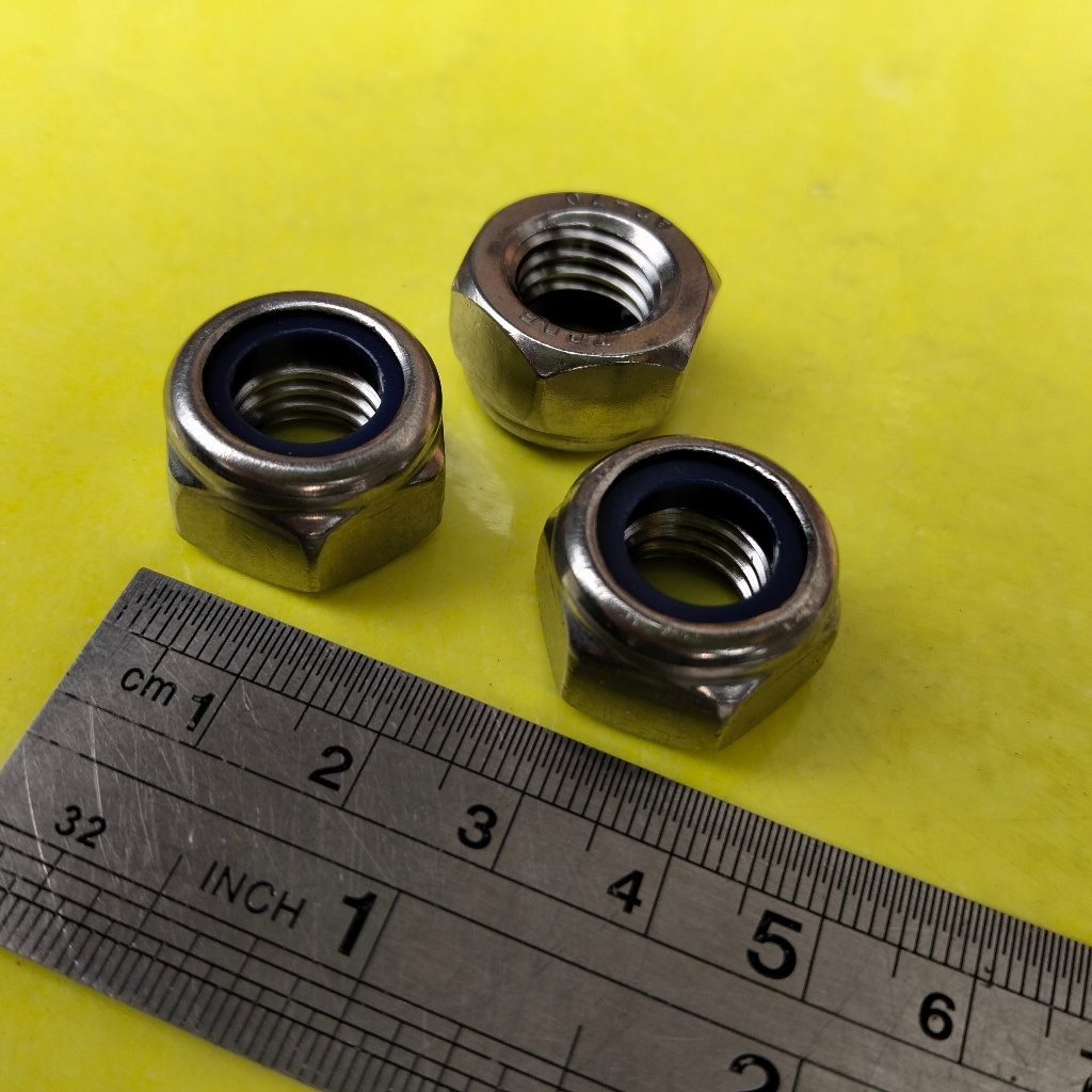 MUR NYLON PUTIH M12 / MUR BAUT KUNCI 19 / LOCK NUT M12 GALVANIS / MUR NYLON GALVANIZ M12 / MUR NYLON