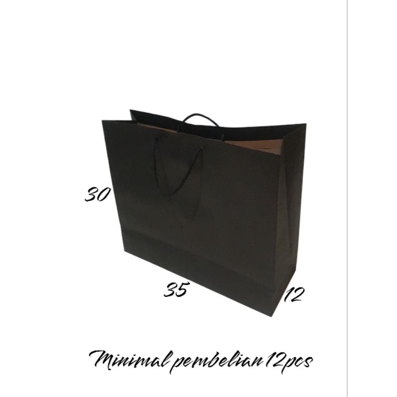 

Paperbag hitam P35 L12 T30 paperbag hitam polos goodie bag Tas kertas Paperbag polos