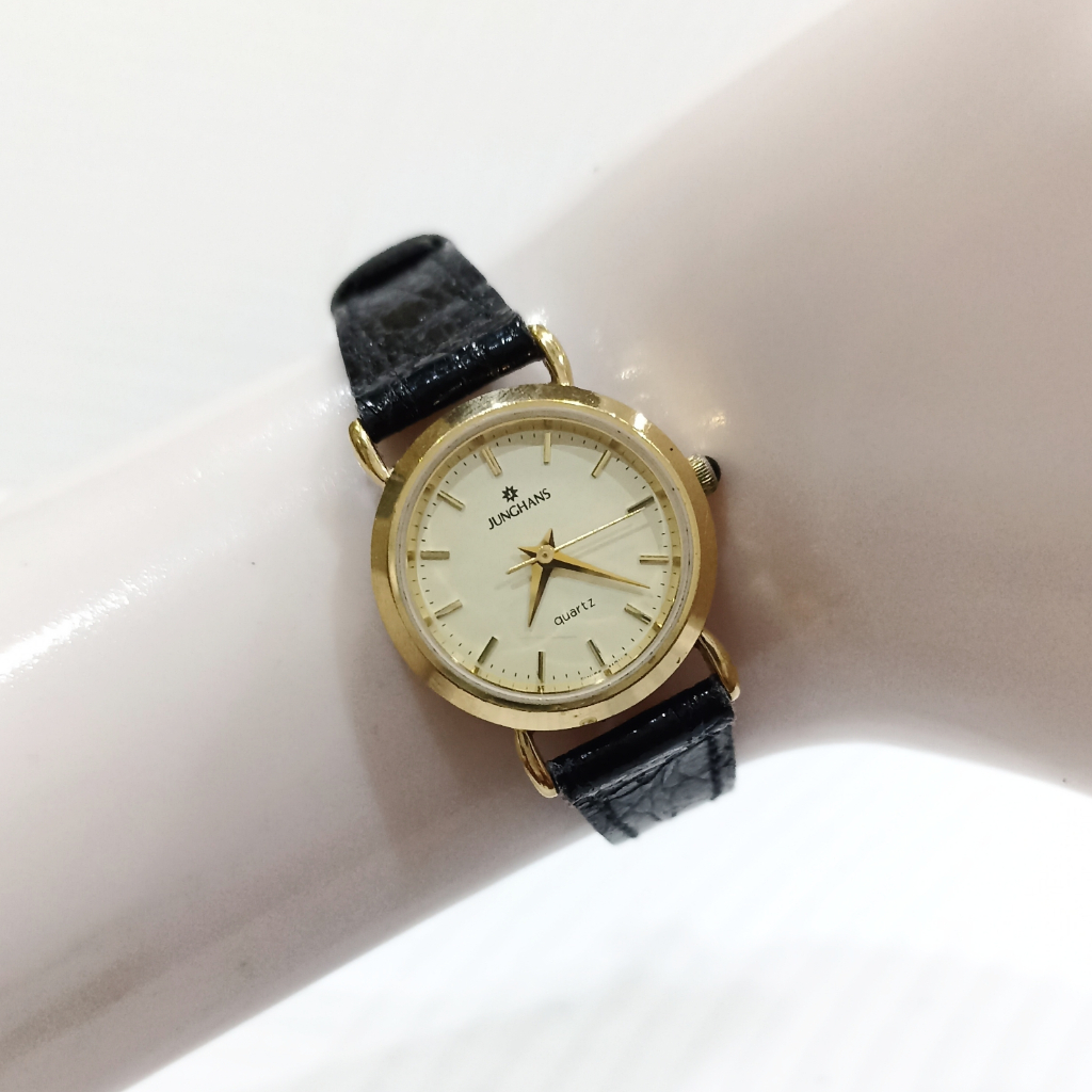 Jam Tangan Junghans Classic Lady Gold Plated Quartz Watch Wanita Cewek Perempuan Mewah Mahal Luxury