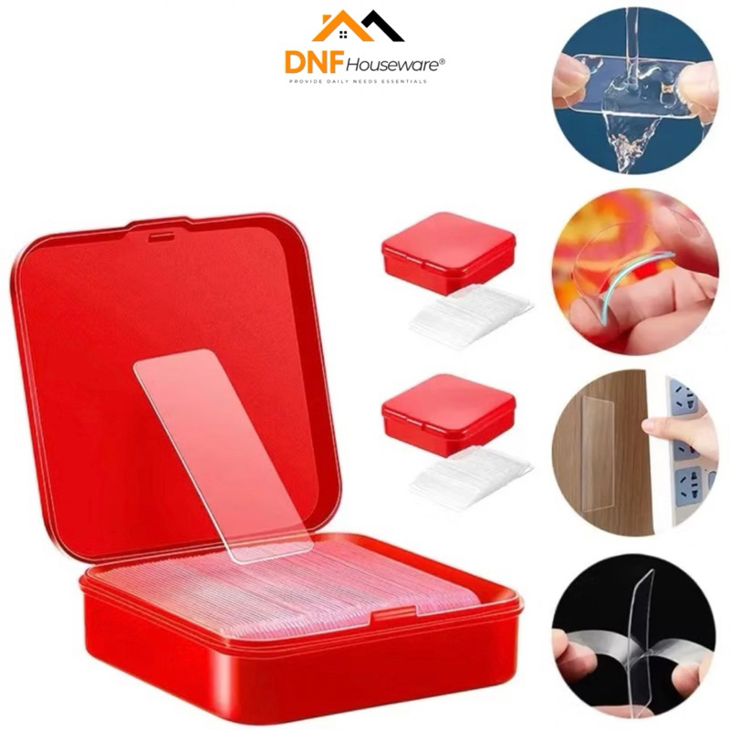 DNF HOUSE (60 PCS) Stiker Double Tape Bening Dua Sisi Solasi Perekat Serbaguna Super Kuat Double Tap