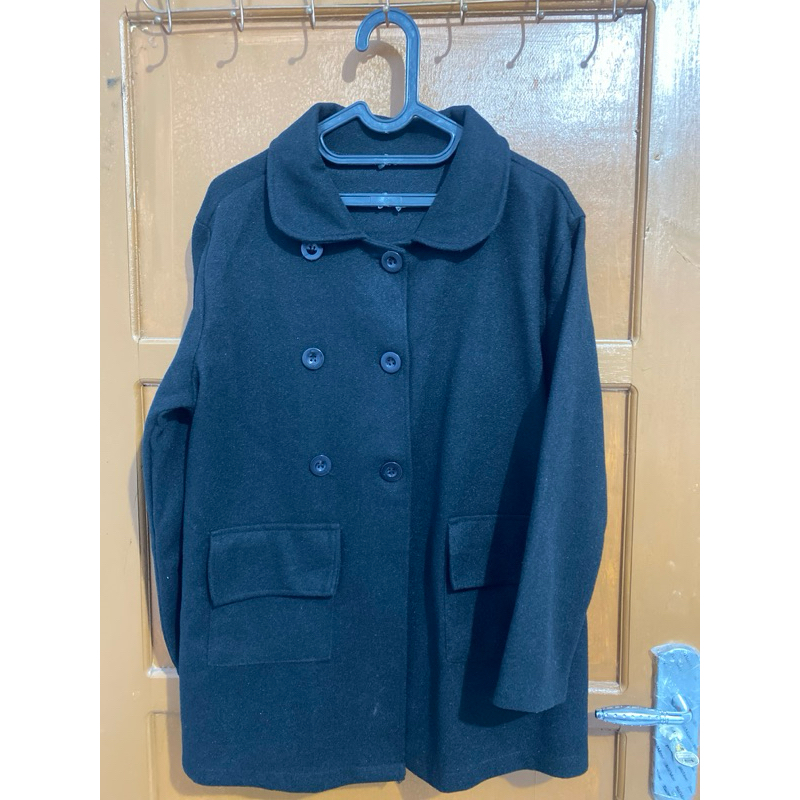 Blazer Hitam Wol Balmain