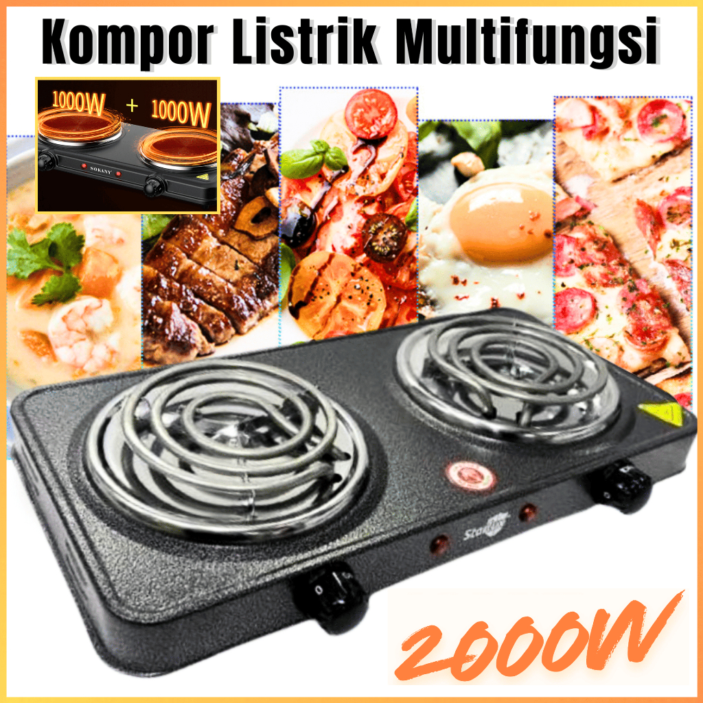 COD STARLUX Kompor Listrik 2 Tungku Hemat Listrik Low Watt Cooking Stove Heating Coil 2000W SHP-5813