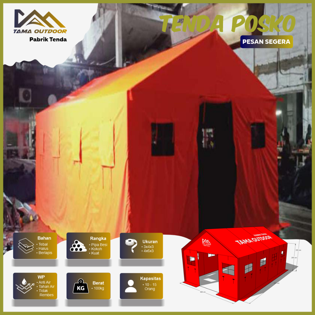 Tenda Posko Unicef Bnpb - Posko Serbaguna Bpbd Ukuran 4M x 6M Peleton Kesehatan