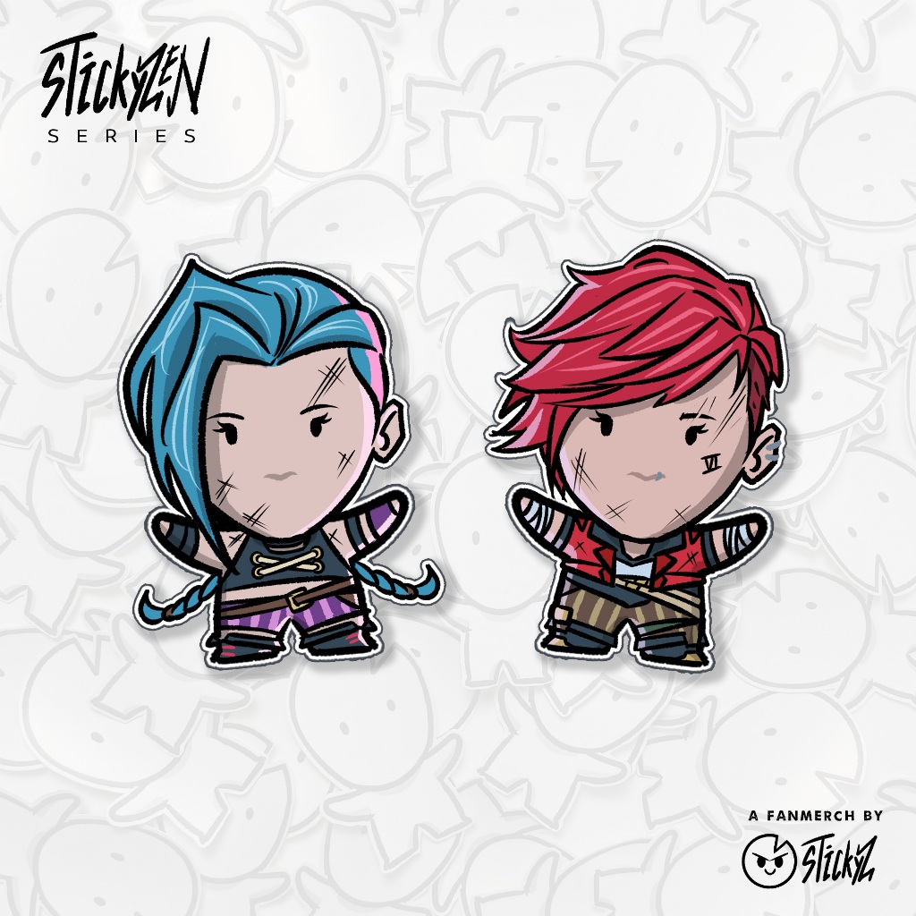 

STICKYZEN SERIES : Arcade | collectible sticker | FanMerch | stiker die cut bahan vinyl linimasi doff | stiker arcane | Jinx & VI