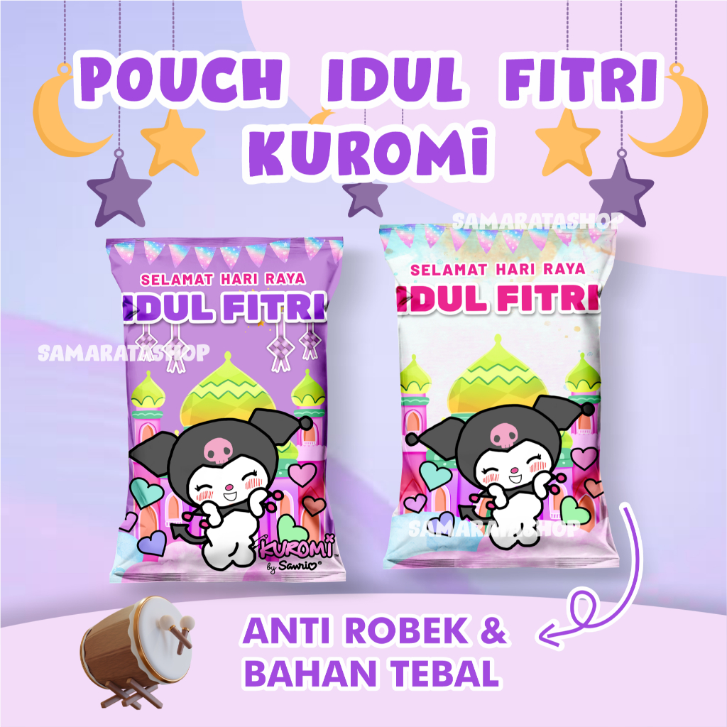 

Idul Fitri Giant Pouch Kuromi Hampers Kemasan Jumbo Hadiah Snack Eid Mubarak Kuromi Pouch