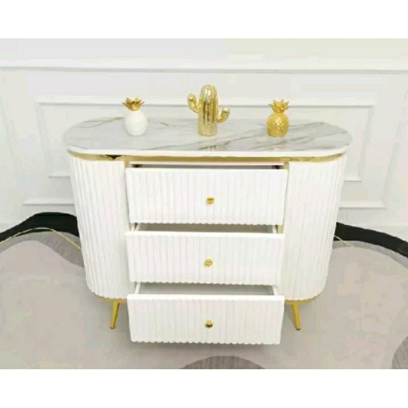 Bufet Tv Minimalis Consol Hpl marmer