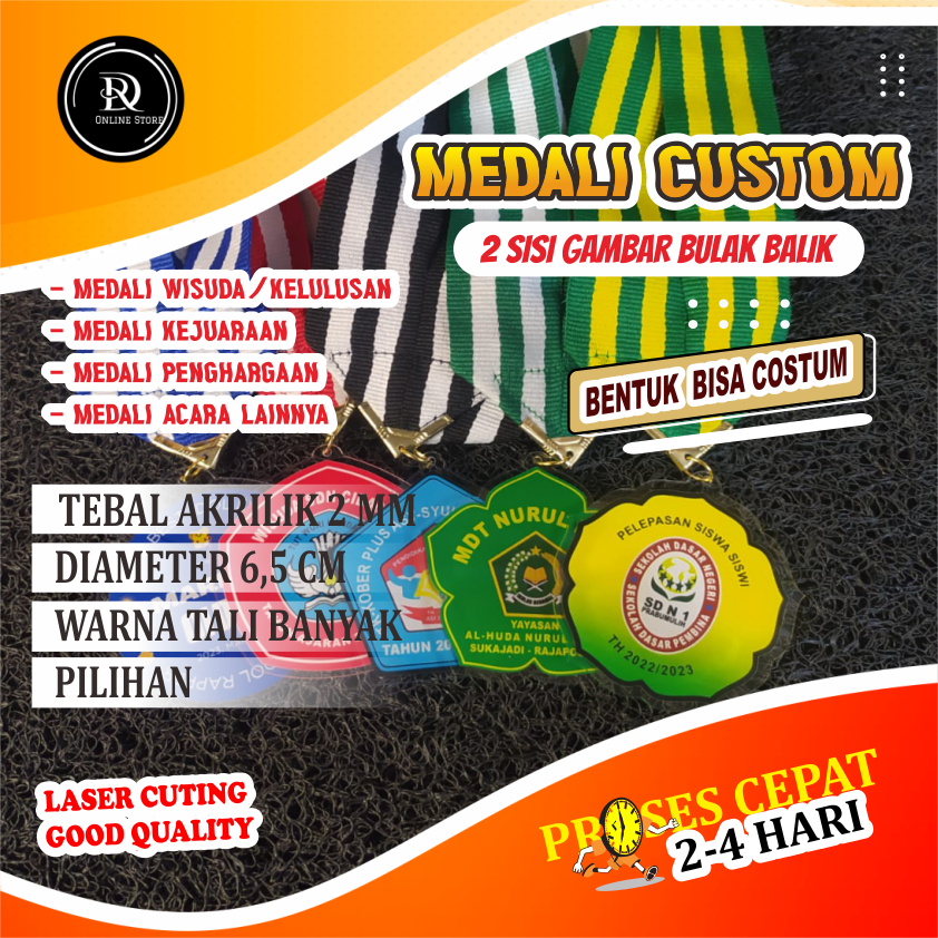 MEDALI AKRILIK CUSTOM 2 SISI ( GAMBAR BULAK BALIK )