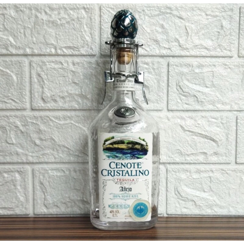 botol bekas miras cenote cristalino / botol pajangan / botol import