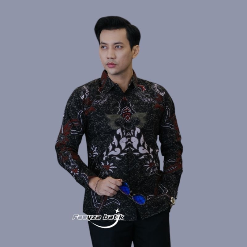 Baju Batik Pria Motif SULTAN Hitam Hijau Kemeja Batik Pria Lengan Panjang Pendek Slimfit Katun Premi