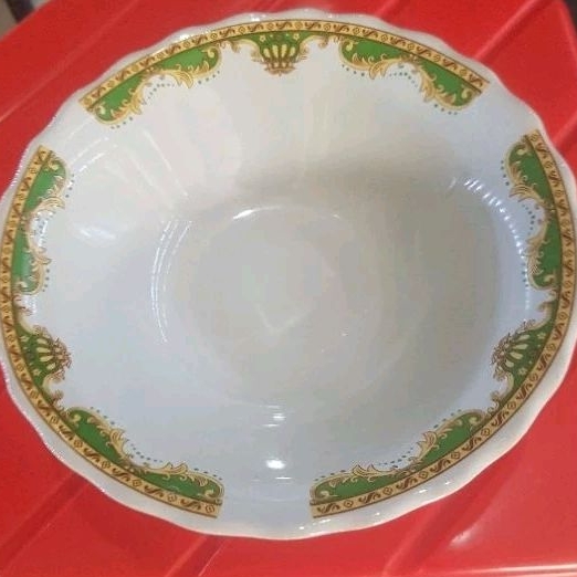 MANGKOK MAHKOTA MOTIF HIJAU 1 LUSIN BERBAHAN KERAMIK0