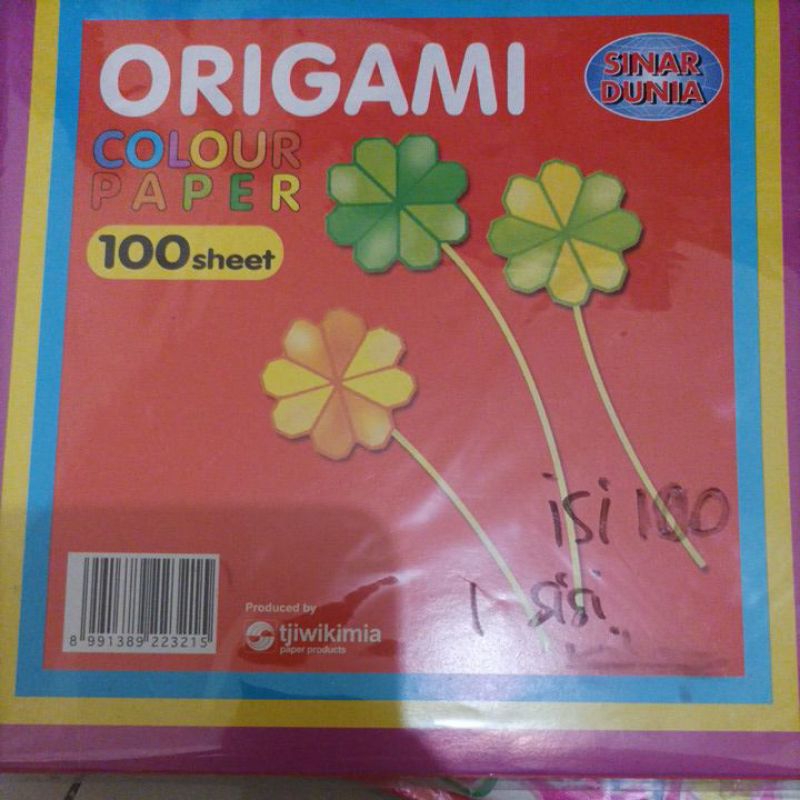 

Kertas Origami warna 1 sisi campur isi 100, 16x16cm