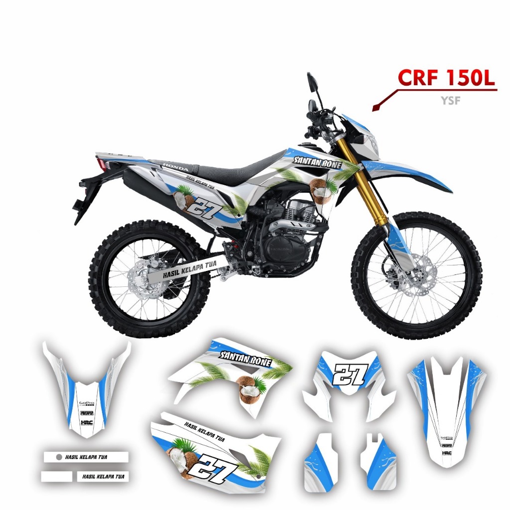 Decal CRF 150L sticker motor CRF150L stiker variasi 028 MOTIF ABU ABU PUTIH