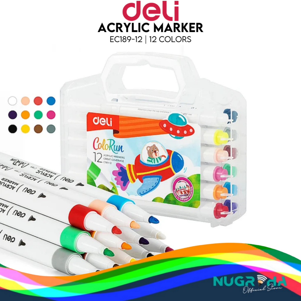 

DELI C189 ACRYLIC MARKER SPIDOL AKRILIK LUKIS COLORUN 12 24 WARNA