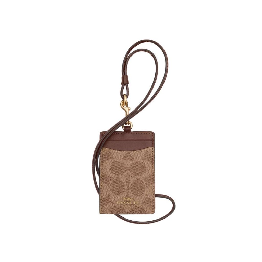 

COACH Id Lanyard in Signature Canvas Gold Tan Brown