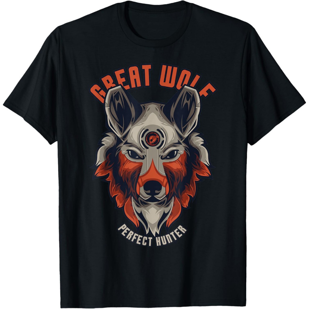 Kaos Gambar Serigala Kepala Serigala Anjing Liar Kawanan Serigala Hewan Futuristik