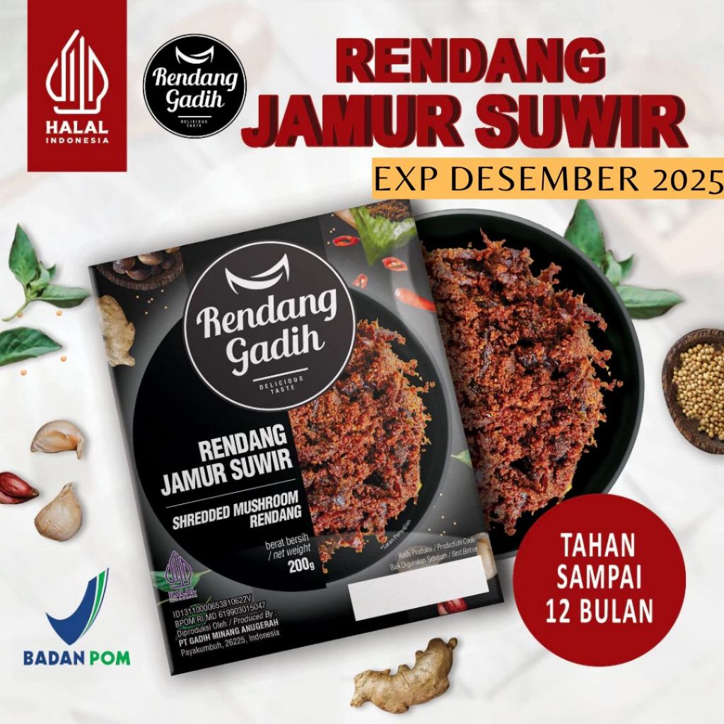 Rendang Jamur Suwir - Rendang Gadih