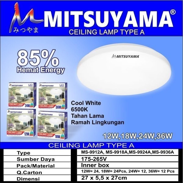 LampuLED Plafon Ceiling 36 Watt Tipe A 12 - 18 - 24 - 36 watt