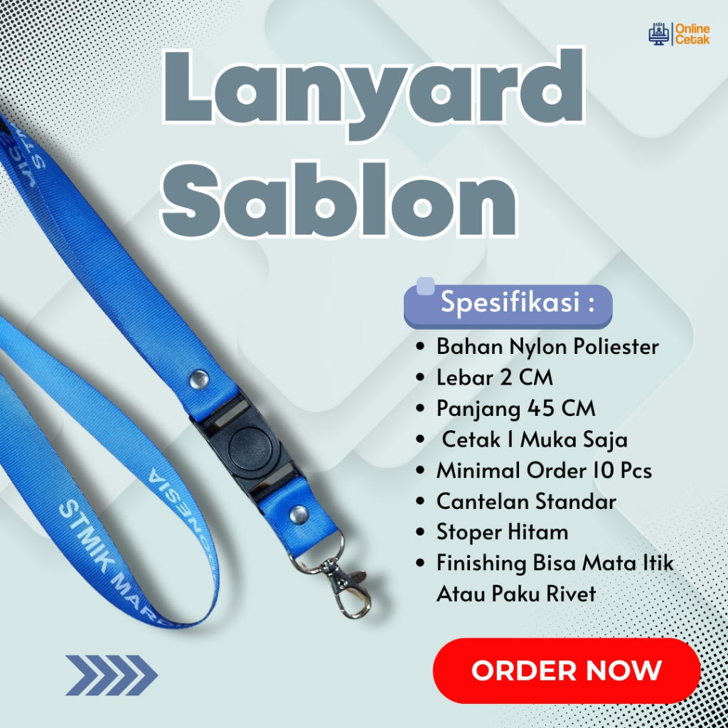 

cetak tali id card sablon/ tali lanyard id card 2cm / bahan polister atau nylon nilon sablon 1 warna