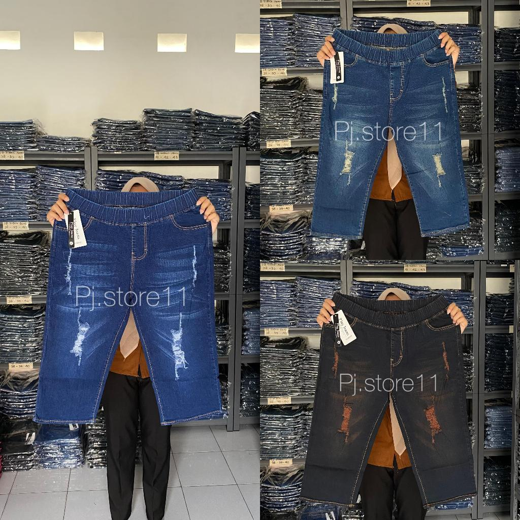 Celana Wanita 7/8 Jeans Sobek Jumbo Celana Wanita 7/8 Whisker Ripped Jumbo