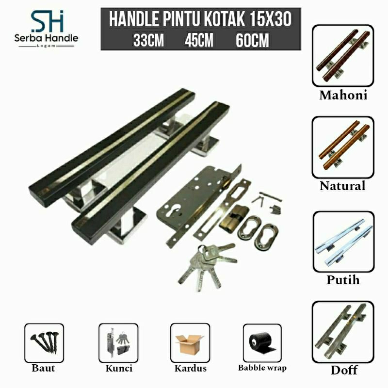 Terbaru TARIKAN PINTU / GAGANG PINTU / HANDLE MINIMALIS STAINLEES STEEL KOTAK PIPA 15 X 30 MOTIF LIS