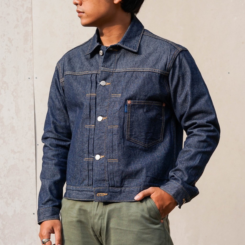 Mihane Jeans-Jacket Pria Denim Selvedge - EXT Type I One Wash Cinch Back Yellow Line Selvedge 13.5oz