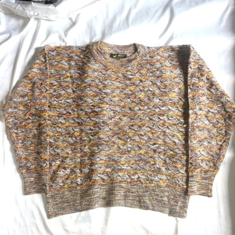 DECANO CLUB 3D Timbul Ala Coogie Boxy Textured Kepang  Knitwear Sweater Sweatshirt Crewneck Rajut Wo