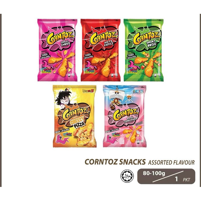 

CORNTOZ x Dragon Ball Z Corn Snack · Snek Jagung (Chilli Chez / Hot & Spicy / BBQ / Cheesy Pizza /Cheese Ball)