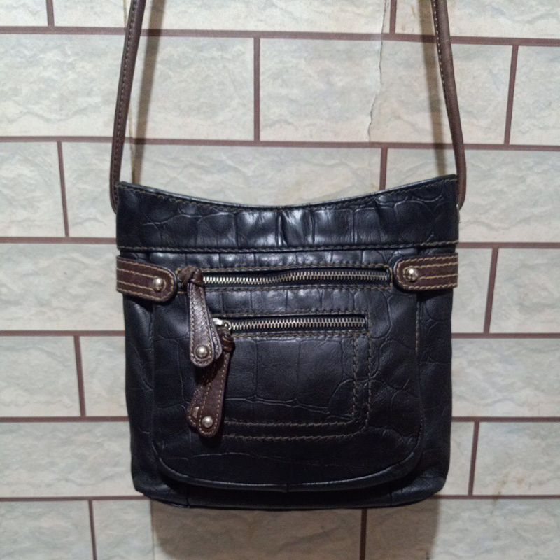 Tas sling Kulit Asli D4N13R (Harga NETT) / Tas Slempang Kulit Asli Warna Coklat Tua (Coklat Kehitama