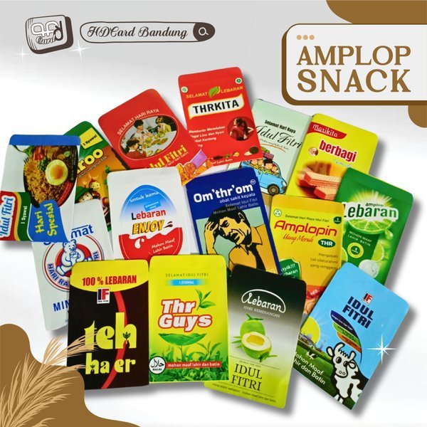 

100 Lembar Amplop Lebaran Siap Pakai Motif Snack - Amplop Lebaran Motif Jajanan Siap Jual