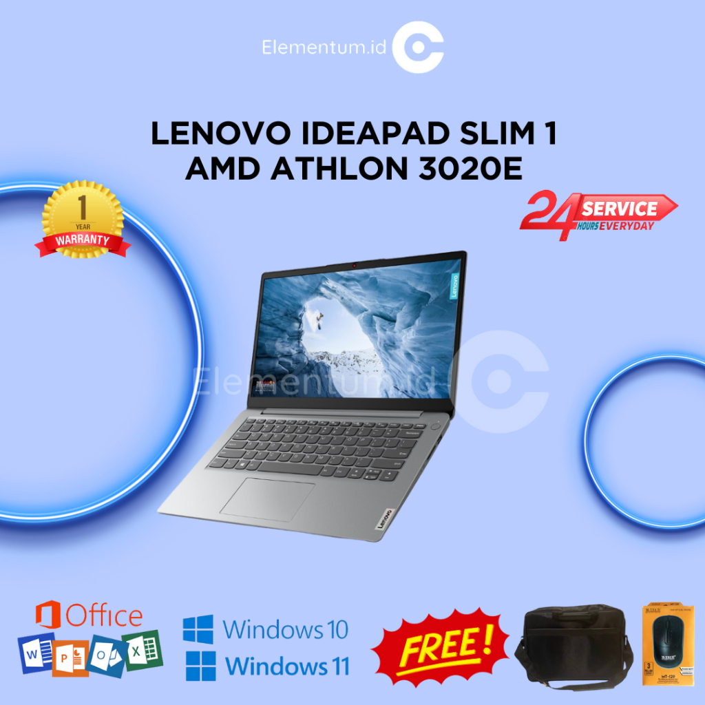 Lenovo Ideapad Slim 1 AMD Athlon 3020E | RAM 8GB SSD 256GB Windows 11 14 Inch