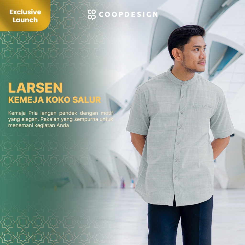 Coop Design - Larsen Kemeja Koko Salur Dobby Lengan Pendek Lengan Panjang Pria