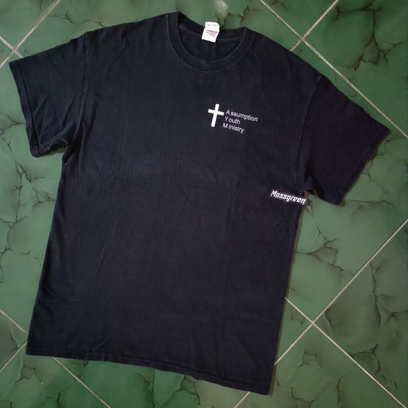 baju salib rohani / Kaos tee art Assumption youth Ministry (AYM) tag gildan ultra cotton ,M