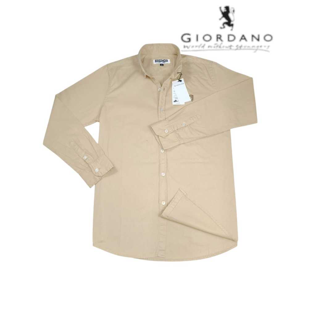 kemeja lengan panjang pria giordano original/kemeja pria lengan panjang slimfit giordano premium