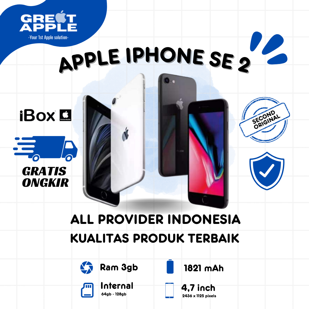 Iphone SE 2020 64Gb 128gb Second Resmi Original Bergaransi