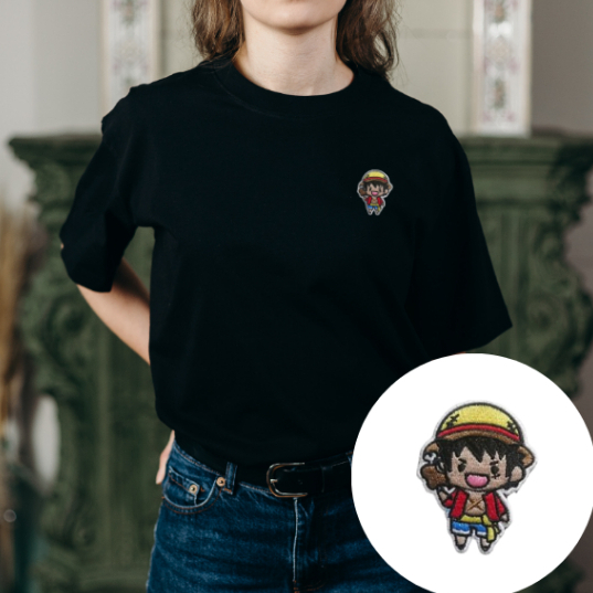 Kaos Dewasa Unisex Lengan Pendek Bordir Luffy One Piece