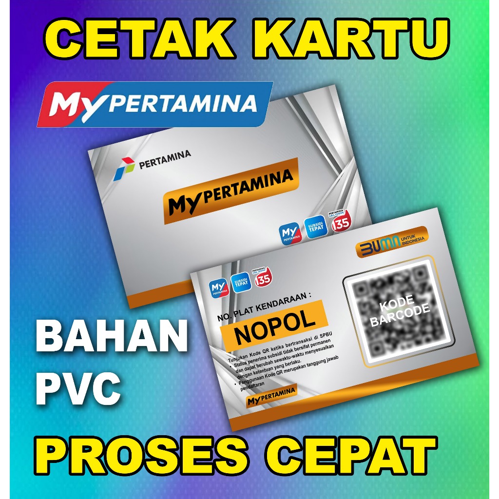 CETAK KARTU MY PERTAMINA CETAK 2 SISI / GAMBAR BEBAS SESUAI PERMINTAAN