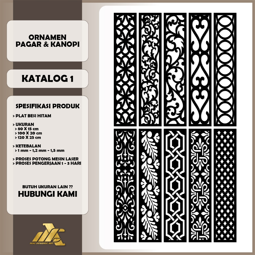 Krawangan Plat Besi Pagar Dan Kanopi - Ornamen Pagar Laser Cutting - Katalog 1