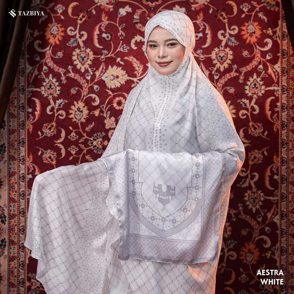 Tazbiya Premium mukena aestra white | mukena putih tazbiya | mukena white tazbiya | mukena putih pre