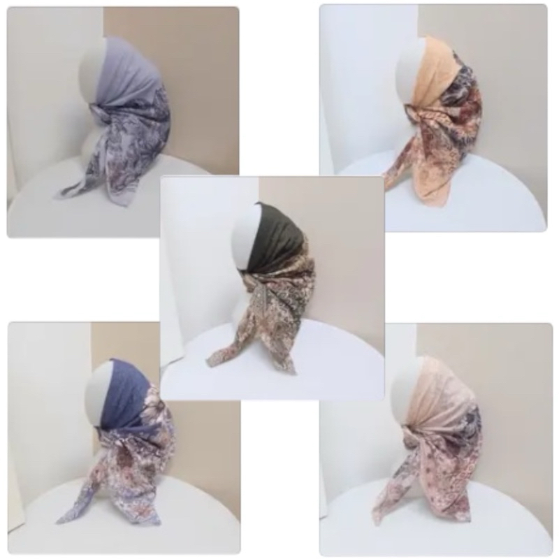 Kerudung/hijab segi empat voal motif/ kerudung lebaran (dapat 5 pcs)
