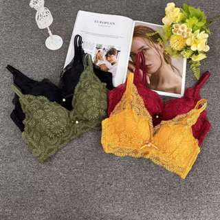 Bra Wanita Brukat Halus 8484 Dengan Busa Tebal Tanpa Kawat dan Memiliki 3 Pengait Kain Bordir Renda