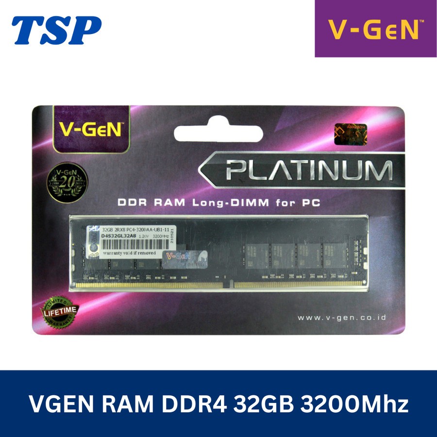 RAM DDR4 V-GeN Platinum 32GB PC25600/3200Mhz LongDimm - Memory PC VGEN