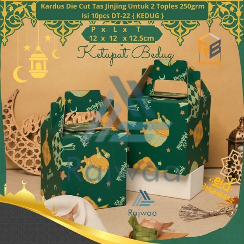 

10 Pcs Dus Jijnjing Hampers Lebaran Muat 2 Toples 250gr Uk 12x12x12.5cm Packaging Eid Mubarak